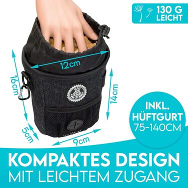 Футляр для ласощів для собак Hund ist König: міцний, компактний, з дозатором для відходів та E-book для тренувань (чорний)