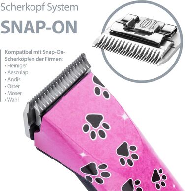 Набір для стрижки собак EHASO HEINIGER Profi Saphir: акумуляторна машинка, насадки, миска для води (рожева)