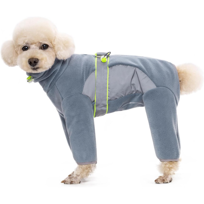 Флісовий теплий зимовий одяг для собак, куртка-комбінезон з D-кільцем, регульований, для маленьких та середніх собак (Сіро-блакитний, M)