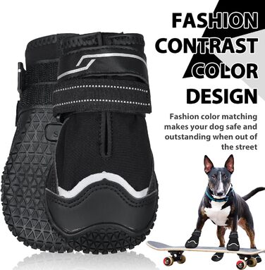 Чоботи для собак, 4 шт., неслизькі, захист лап, з світловідбиваючим ремінцем та липучкою, зимові чоботи для маленьких собак