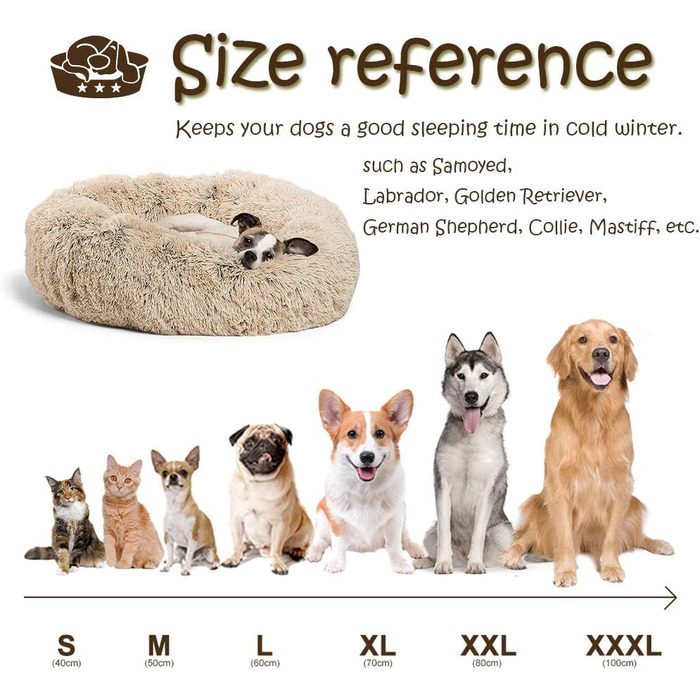 Кругле ліжко для собак та котів Chickw1, тепле м'яке ліжко-подушка Donut, миється, не слизьке, для маленьких, середніх та великих собак (світло-сірий, 80 см)