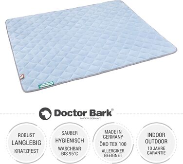 Флісова двостороння ковдра для собак Doctor Bark XXL, м'яка та міцна лежанка для дуже великих собак, пральна до 95°C, 140x110 см, небесно-блакитна/світло-сіра