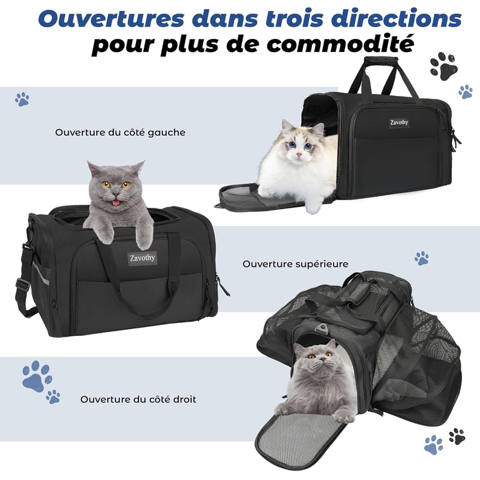 Транспортна сумка для котів та собак, переноска, дихаюча та легка, переноска для котів з регульованим плечовим ременем, знімна подушка (Чорний, XL)
