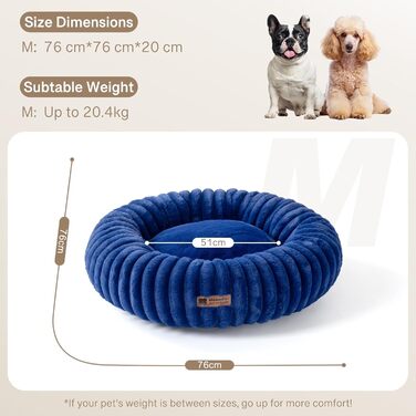 Кругле лежанка для собак MEWOOFUN, м'яке ліжко для маленьких собак та цуценят, з антиковзною основою (Морська хвиля, 76x76x20 см)