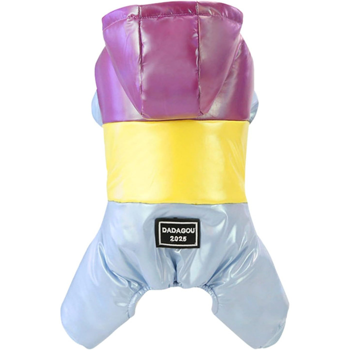 Зимовий одяг для собак: пуховик, комбінезон, зимова куртка. Водонепроникний зимовий теплий одяг з капюшоном для собак. Кольори: фіолетовий, жовтий. Розмір S