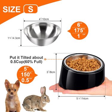 Миска для собак і котів Petvillage, нахил 15°, нержавіюча сталь, нековзка, захист від протікань, знімна підставка з меламіну, легке чищення