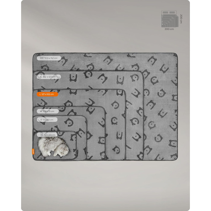 Накидка для собак Feandrea, 3 шт. в наборі, L, 127 x 102 см, фланель, сірий, для захисту дивану, для собак маленьких та середніх порід