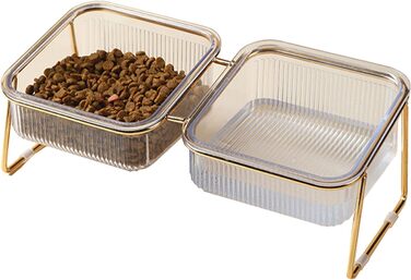 Миска для котів KMERCE з нахилом 15°, піднята миска для корму, аксесуари для котів, миски для корму для маленьких та середніх котів та собак, подвійна миска, неслизька основа, стильний дизайн INS