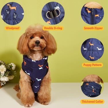 Теплий зимовий одяг для собак: куртка для маленьких собак, вітронепроникний, чорний, розмір M (S, блакитний)