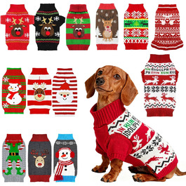 Святковий новорічний пуловер для собак з оленем, одяг для собак з отвором для повідка, костюми для котів, Французький бульдог, Чихуахуа, Такса, Франчі, одяг для собак X-Large, червоний олень