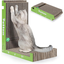 PETTOM Кігтеточка для котів з м'ячиком, з картонної коробки, 66*30 см, двостороння, 43*24*6 см