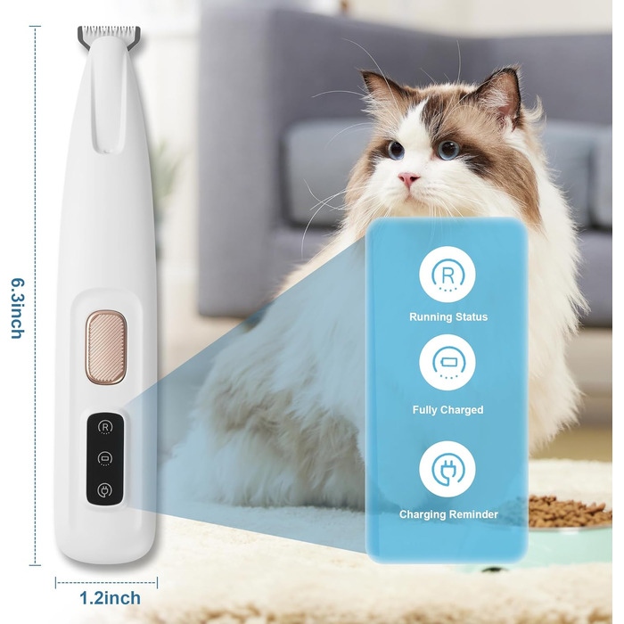Бездротовий триммер для тварин PawTrim Pro з LED-підсвічуванням, USB, акумуляторний, вологостійкий. Для собак, котів, догляду за лапами, вухами, обличчям та тілом