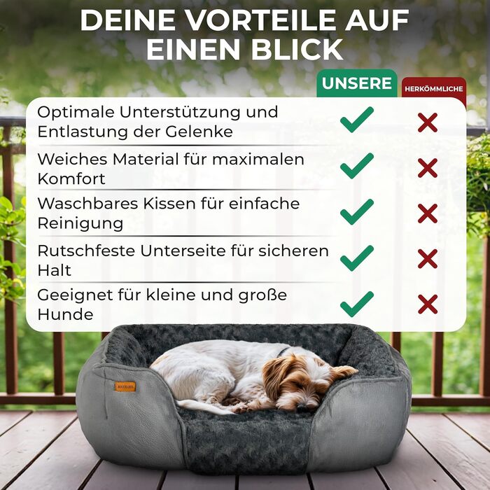 Зручне ліжко для собак - м'яке, комфортне, миється, з антиковзаючим покриттям, наповнювач PP Cotton та подрібнений пінопласт, міцний дизайн, для маленьких собак, сірий колір, розмір S