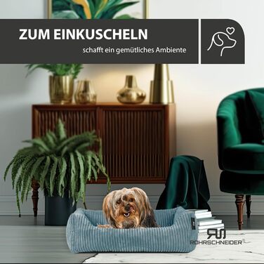 Лежанка для собак Rohrschneider | Миюча, для маленьких та середніх собак | З подушкою Cord | 2 розміри (55x42 см/70x50 см) + пакетики для вигулу (Турквіс 55 см, Cordstoff breit)