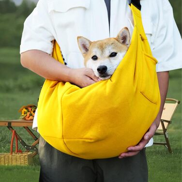 Переноска для собак Sertay, регульована, реверсивна, для маленьких собак, зручна переноска для прогулянок та покупок (жовта)