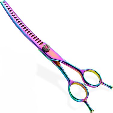 Вигнуті ножиці для грумінгу собак, 7 дюймів, портативні, легкі, кольорові, ножиці для догляду за домашніми тваринами, вигнуті ножиці Chunkers для собак