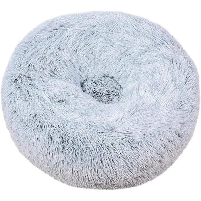 Кругле ліжко для собак FANSU з м'якого плюшу, ковзаюча база, ліжко для котів у формі пончика, розмір та колір обираються (градієнт сірий, 60 см), 60 см, градієнт сірий