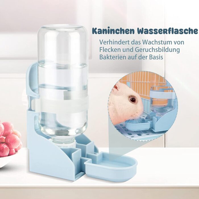 Автоматичний диспенсер для води HYLYUN для тварин, 500 мл, підвісний, для морських свинок, шиншил, їжаків, горностаїв (блакитний)