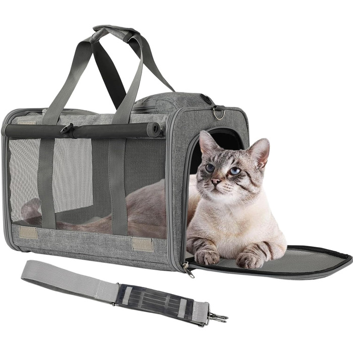 Транспортна сумка для собак та котів, сіра: зручна, дихаюча, для подорожей та прогулянок