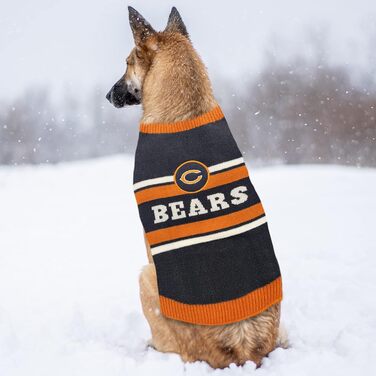 Теплий в'язаний светр для собак Chicago Bears NFL, розмір M, з логотипом команди, для великих і малих порід