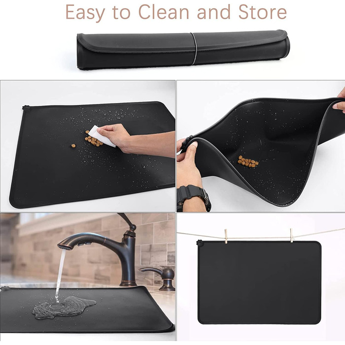 Килимок для годування собак і котів, силіконовий, чорний, L (47x30 см), 180г