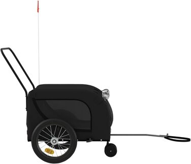 Фургон для собак Fasba: велосипедний причіп для тварин з відбивачами та прапорцем, чорний, 125 x 63 x 66 см