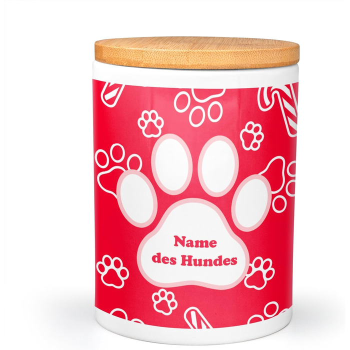 PICANOVA Набір для годування собак та контейнер для ласощів з іменем - персоналізований набір у різдвяному дизайні - керамічний набір для собак як подарунковий набір для власників домашніх тварин - дизайн Candy Bones (набір Candy Canes)