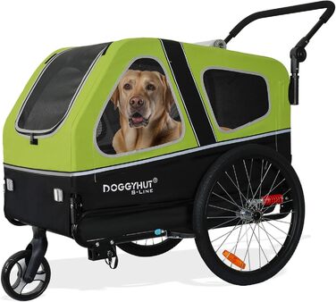 Doggyhut S-Line XL: велосипедно-колясочний візок для собак до 45 кг (зелений/чорний)