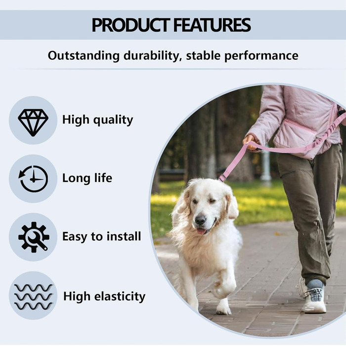 Ремінь безпеки для собак у машину, подвійний, еластичний, регульований, з амортизатором та карабіном для маленьких та середніх собак (рожевий)