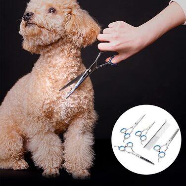 Набір для стрижки собак та котів: ножиці, вилок, професійний інструмент для грумінгу, нержавіюча сталь, чорний колір