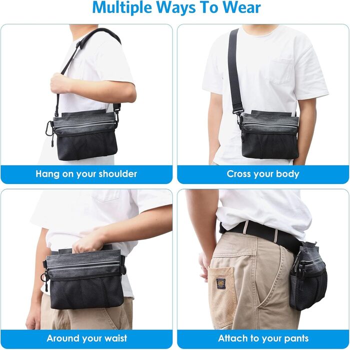 Футляр для ласощів для собак Brifit з магнітною застібкою, практичний мішок для корму для собак, тренування та прогулянки, багатофункціональний мішок для ласощів для собак з винімною внутрішньою кишеню | Диспенсер для відходів сірого кольору