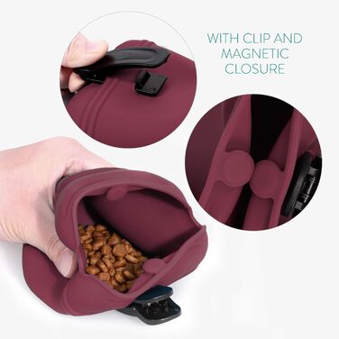 Набір з 2 Silikon Futterbeutel Navaris для собак - мішечки для ласощів, сухого та вологого корму (сірий & червоний)