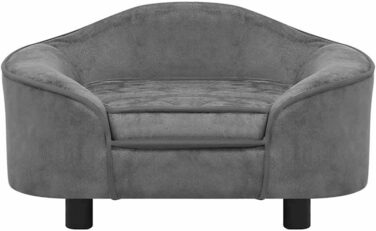 Софа для собак VidaXL 67x47x36 см, плюшеве ліжко для котів та собак (сірий)