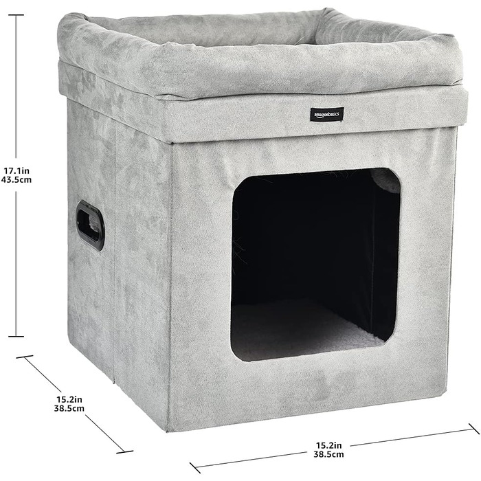 Складаний будиночок для котів Amazon Basics, 38x38x43 см, сірий