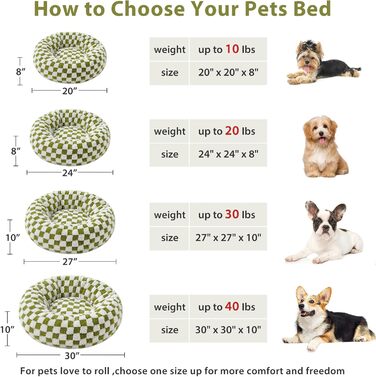 Кругле ліжко для собак середнього розміру BFPETHOME, зелене, 68.6 см, з неслизьким дном, для цуценят та кошенят, машинне прання