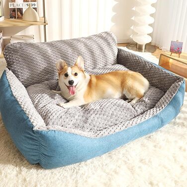 Ортопедичний лежак для собак великих порід, заспокійливий, теплий, м'який, знімний чохол, антиковзаюча підкладка (90 x 70 x 35 см)