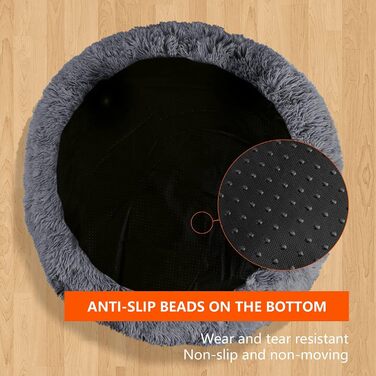 OKPOW Кругле ліжко для собак та котів: м'яке, антистресове, Ø60 см, темно-сірий (M)