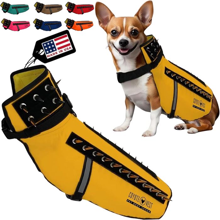 CoyoteVest захисний жилет-шлея для собак з шипами, від хижаків, відображаючий, розмір S, королівський синій, зроблено в США