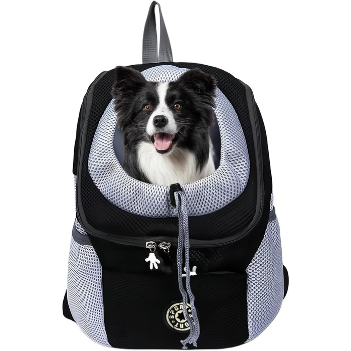 Переносний дихаючий рюкзак для собак та котів, регульований транспортний рюкзак з вікном (Чорний, M)