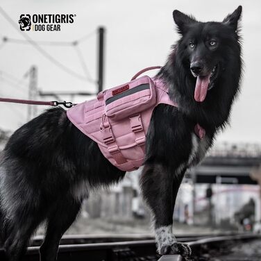 Набір Futterbeutel OneTigris для собак (2 шт.), великий MOLLE, з світловідбиваючими смугами, для тактичного спорядження, прогулянок, тренувань. Зелений (Рожевий)
