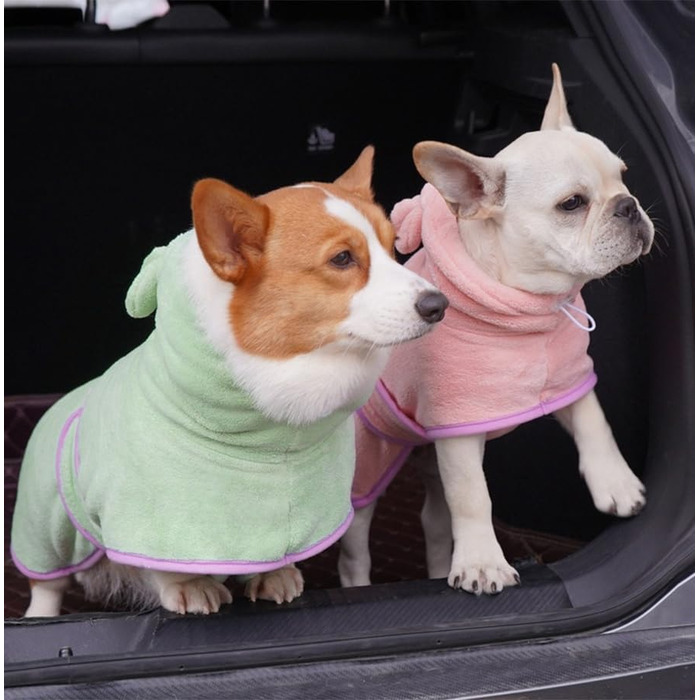 Рушник для собак Mosucoir з мікрофібри, з капюшоном, зелений (M)