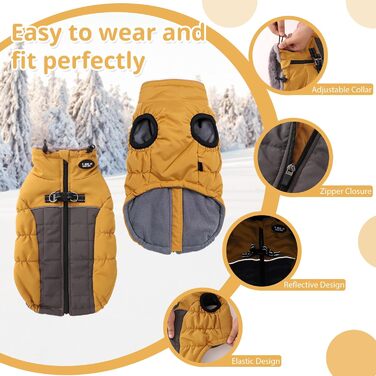 Зимовий теплий водонепроникний теплий одяг для собак Poseca: куртка, жилет, одяг для собак, шлейка, куртка з відбиваючими елементами, еластичний одяг для собак (XS, блакитний)