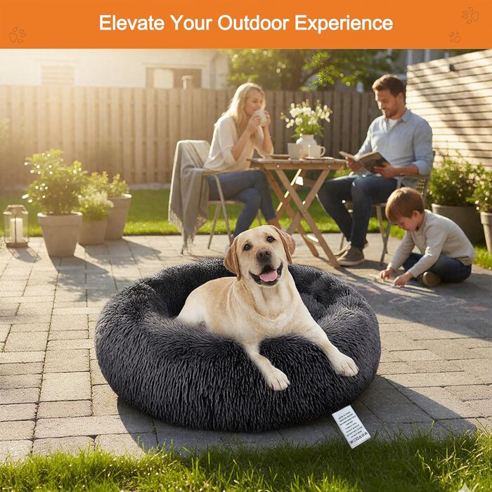 Кругле лежанка для собак та котів, 50 см, з ортопедичним пюшем, для дітей, сіра