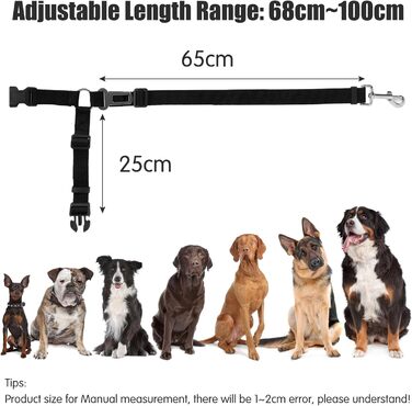 Автомобільний ремінь безпеки для собак, поводок для собак у авто, кріплення до підголівника, міцний поводок, шлейка для собак, котів та домашніх тварин (Чорний)