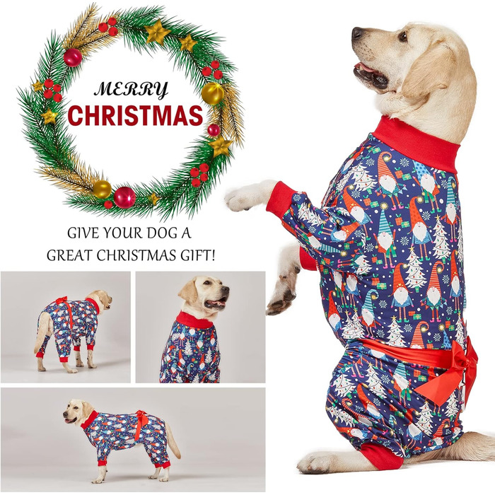 Піжама для собак LovinPet на Новий Рік, костюм гнома, теплий пуловер, великий розмір, одяг для пітбулів, костюм для собак X-Large