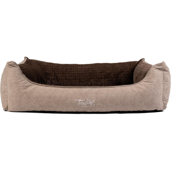 TrendPet VitaBed Style - Ортопедичне ліжко для собак, з штучної шкіри та м'якої підкладки (140x115 см, Колір: Коричневий)