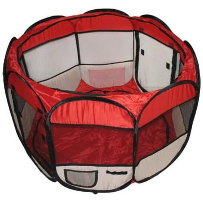 Клітка-загончик для кроликів та морських свинок BUNNY BUSINESS, розкладний, з тканини, рожевий (червоний)