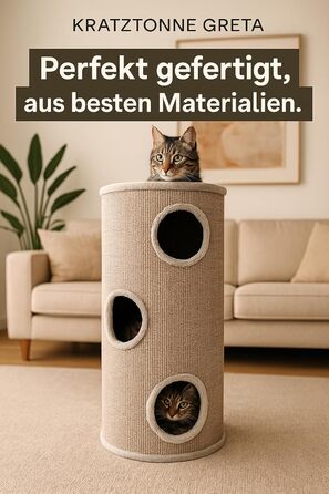 Кігтеточка для котів Flamingo Greta L, 100 см, діаметр 38 см, сизаль та плюш, велика