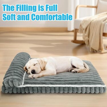 Комфортне ліжко для собак великих порід, знімний та пральний чохол, плюшеве ліжко Deluxe для клітки, неслизька підстилка для тварин, матрац для собачої будки, міцний сірий колір