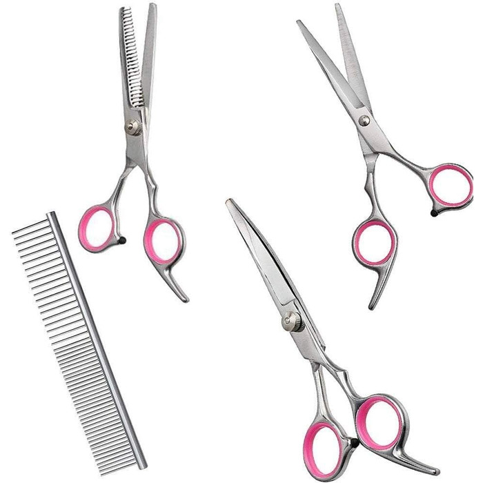 Набір для грумінгу собак та котів: ножиці, тример, щітка, кусачки для нігтів. Нержавіюча сталь, 7 дюймів